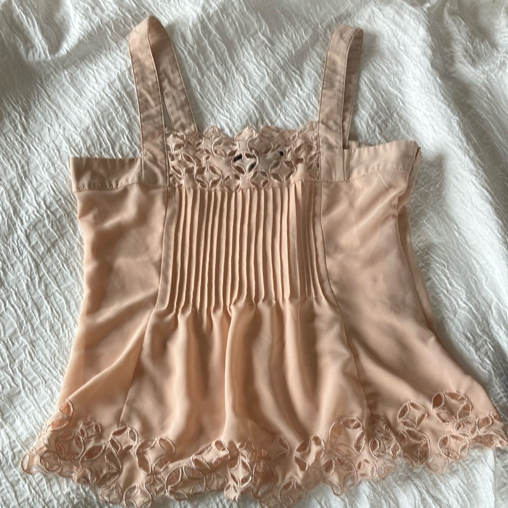 Elegant Lace Trimmed Blush Pink Top